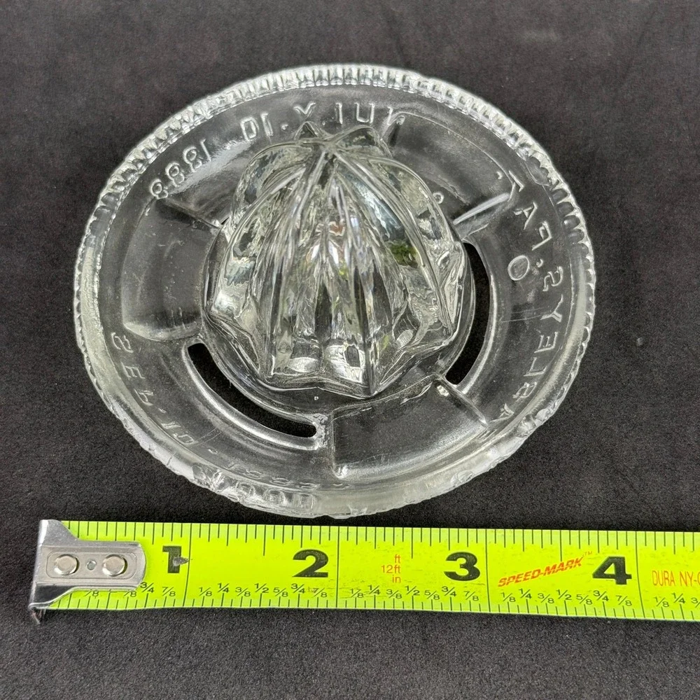 Easley‎ Citrus Juicer Reamer 4.5in Clear Vintage 1888 Patent Style